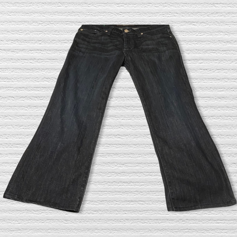 Rock & Republic Jeans Dark Blue 36 NEIL Button Fly Green Pocket Logo - Picture 6 of 13